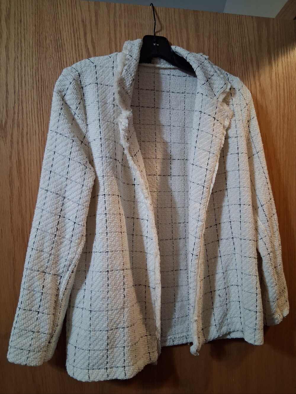 Bouclé Cardigan Blazer, Made In Italy, Fringes Tweed, Open Front Jacket